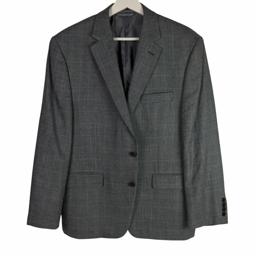 Lauren Ralph Lauren 42S Wool Silk Blend Blazer Gray Houndstooth